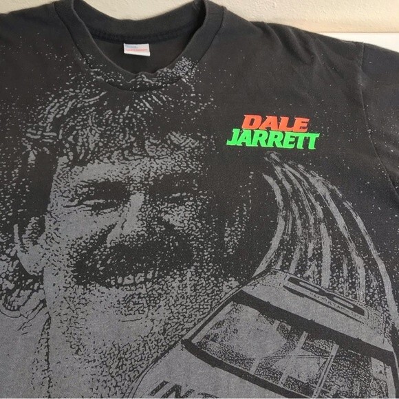 Vintage 90s Duke Dale Jarrett #18 Single Stitch Black T Shirt Graphic XL Rare - Picture 5 of 16